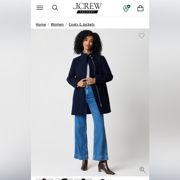 J. Crew Navy Blue wool zip front jacket.  New with tag. Size 2. - Picture 5 of 12